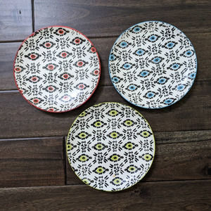 set lot 3 WORLD MARKET Salad Appetizers Dessert Plates multicolor embossed